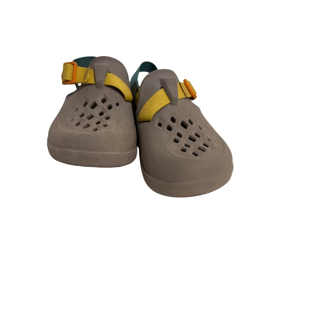 Chaco Kids Chillos Clog Grey Yellow Teal Adjustable Strap Sandals Size 3
